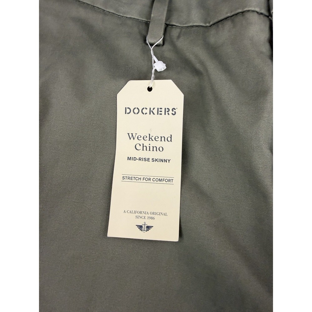 DOCKERS-NWT-Women's Green Weekend Chino Skinny Mid Rise Flat Front Pants-Sz 33R - Picture 4 of 7